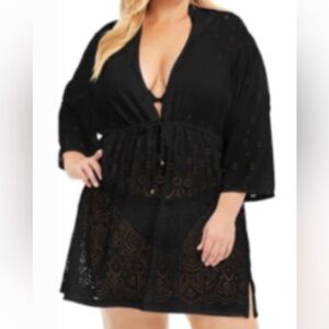 Dotti Black Swim Coverup with Plunging V-Neck